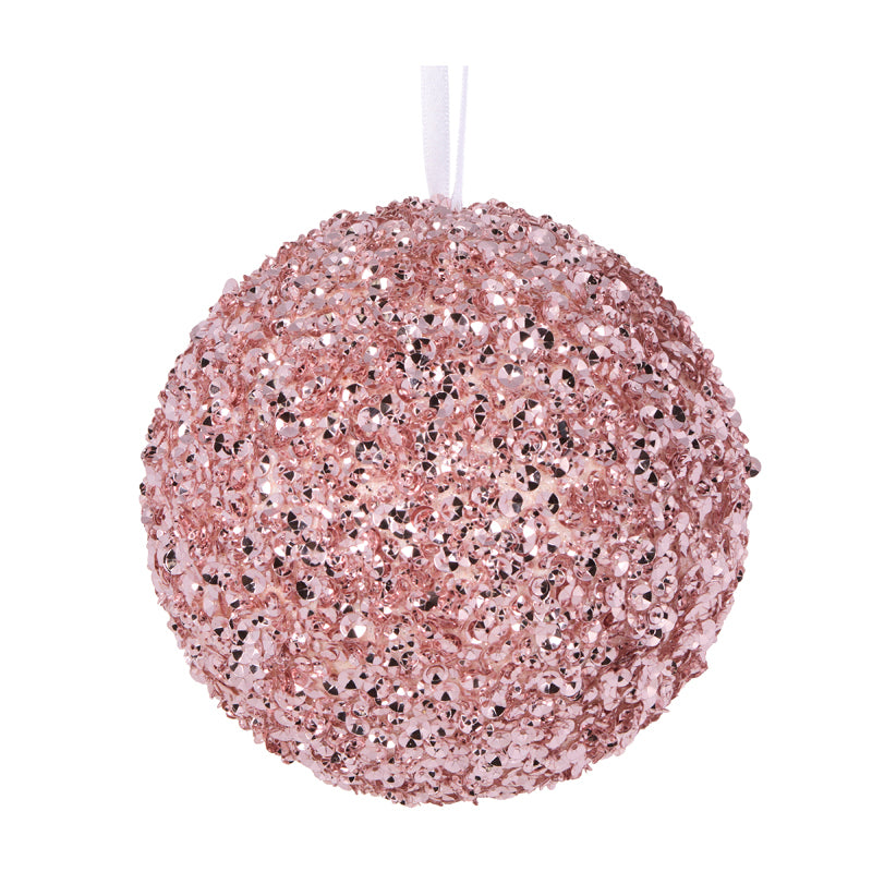XL PINK CRYSTAL CONFETTI BAUBLE