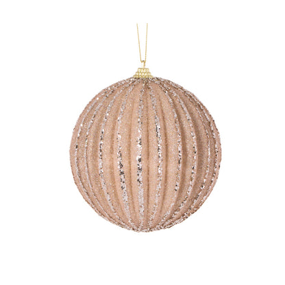 CHAMPAGNE GLITTER RIBBED BAUBLE