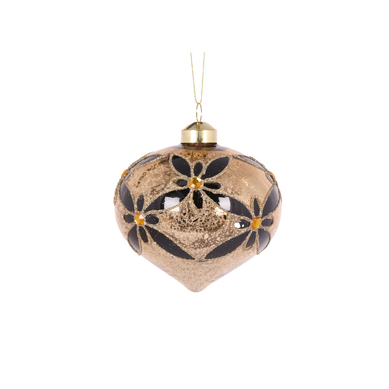 BLACK AND GOLD FLORAL BAUBLE