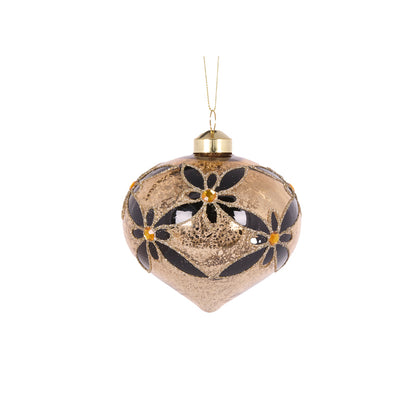 BLACK AND GOLD FLORAL BAUBLE