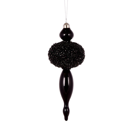 BLACK BEADED ROUND FINIAL