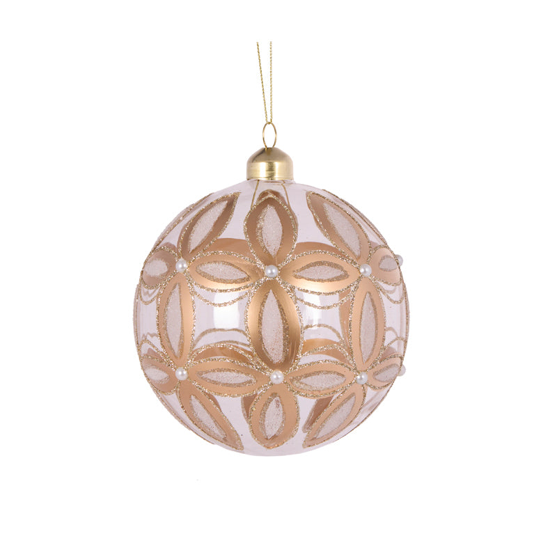 12CM GOLD EMBOSSED FLEUR BAUBLE