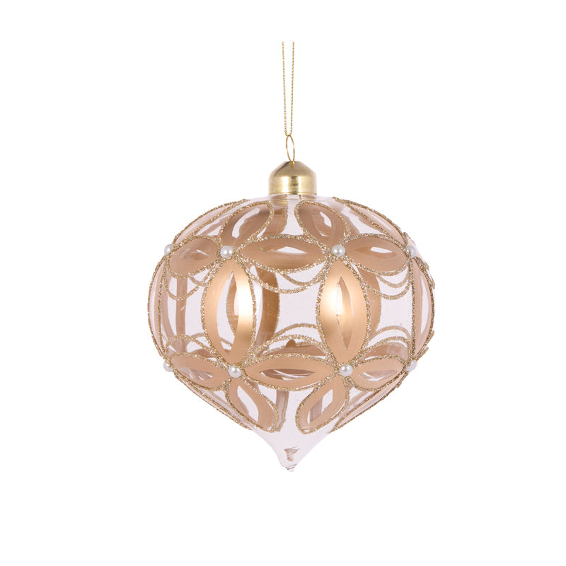 GOLD EMBOSSED FLEUR ONION BAUBLE