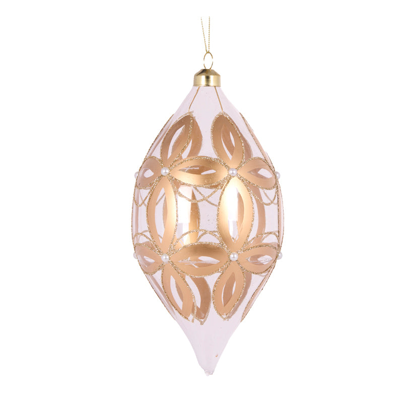 GOLD EMBOSSED FLEUR DROP BAUBLE