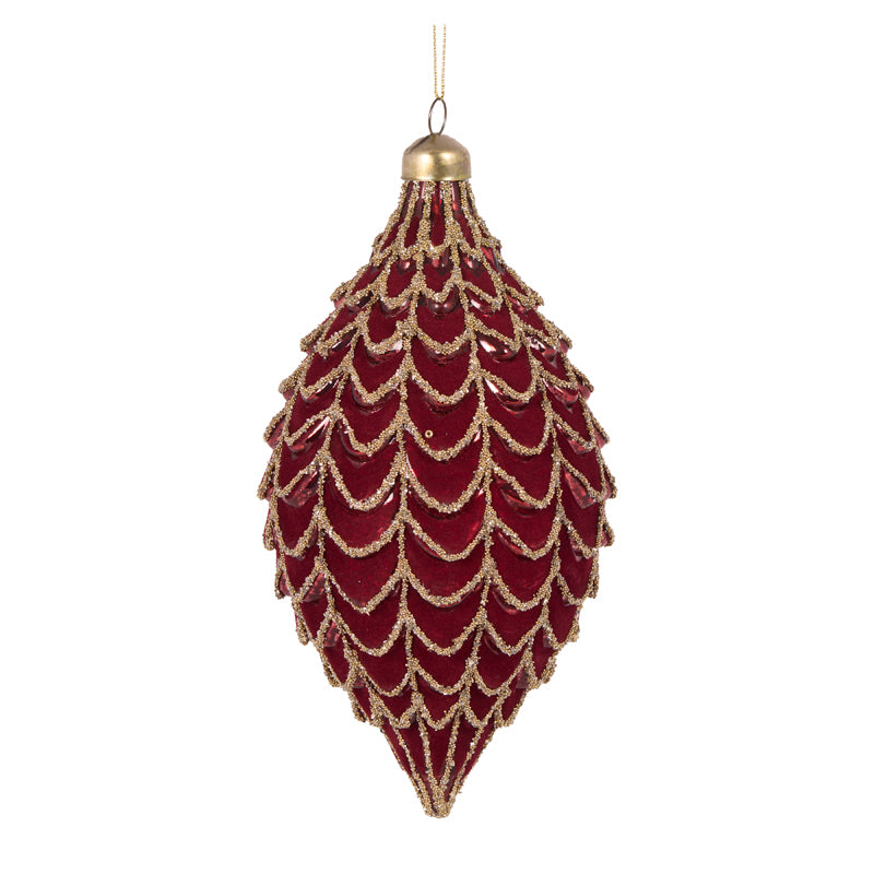 BURGUNDY VELVET DRAPED DROP BAUBLE