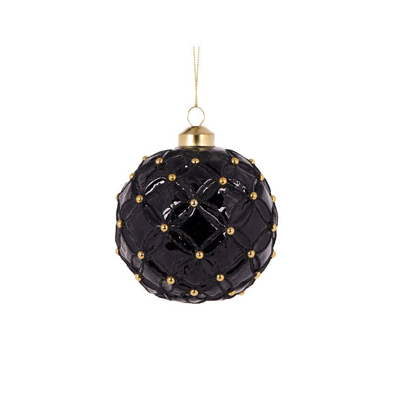 BLACK QUILTED PEARL BAUBLE