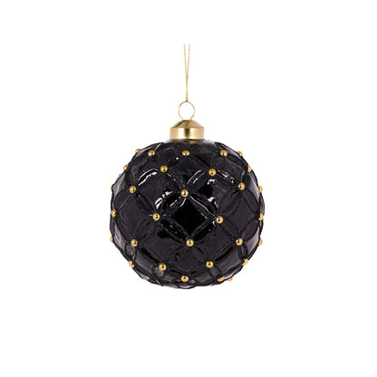 BLACK QUILTED PEARL BAUBLE