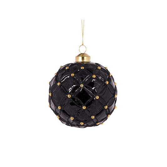 BLACK QUILTED PEARL BAUBLE