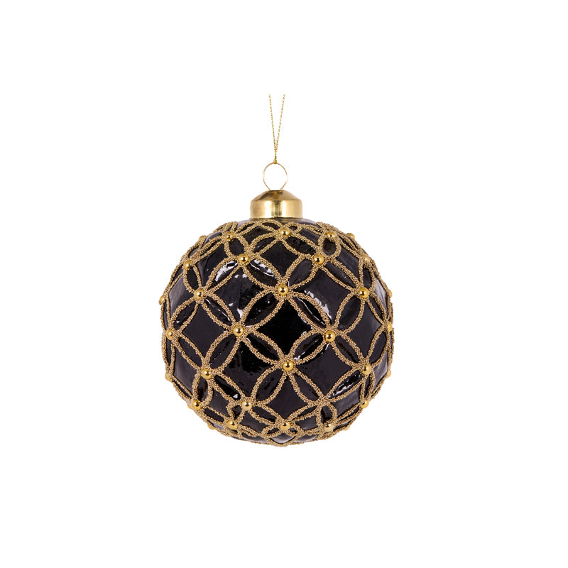 BLACK AND GOLD QUILTED PEARL BAUBLE