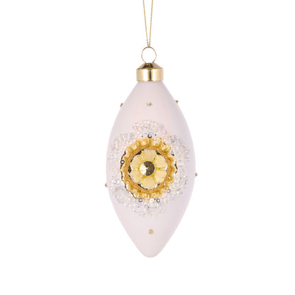 WHITE AND GOLD REFLECTOR DROP BAUBLE
