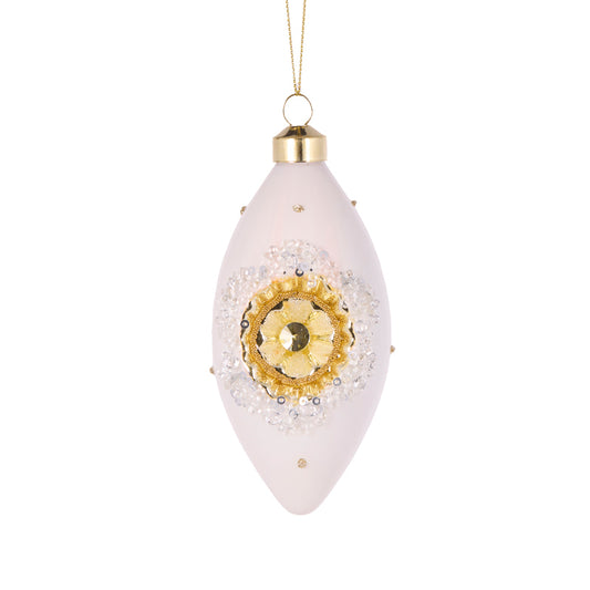 WHITE AND GOLD REFLECTOR DROP BAUBLE
