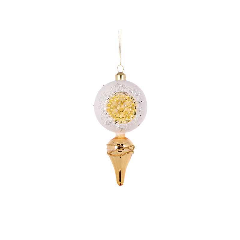 WHITE AND GOLD REFLECTOR FINIAL