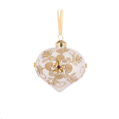 GLITTERED LACE FLORAL ONION BAUBLE