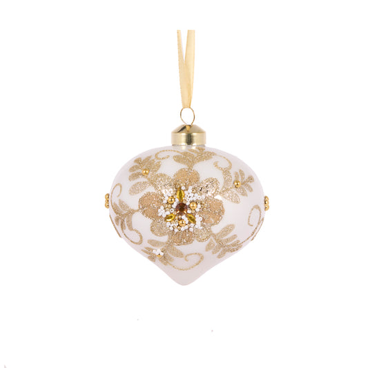GLITTERED LACE FLORAL ONION BAUBLE