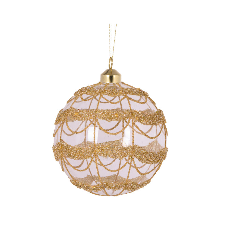 ROUND GLITTERED SCALLOP BAUBLE