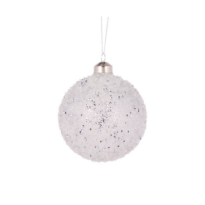 CLEAR TEXTURED GLITTER BAUBLE