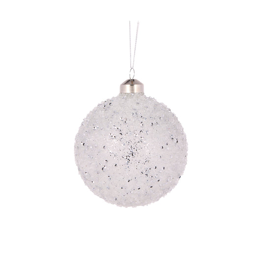 CLEAR TEXTURED GLITTER BAUBLE