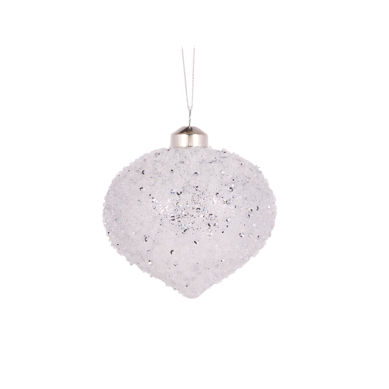 CLEAR TEXTURED GLITTER ONION BAUBLE