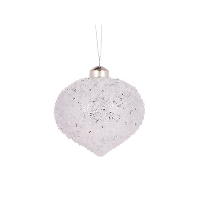 CLEAR TEXTURED GLITTER ONION BAUBLE