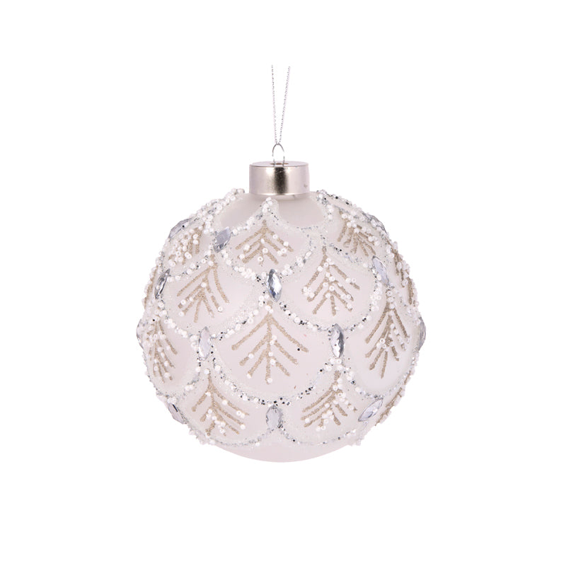 FROSTED FERN PLEAT BAUBLE