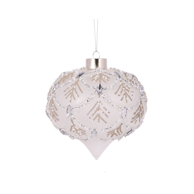 FROSTED FERN PLEAT ONION BAUBLE