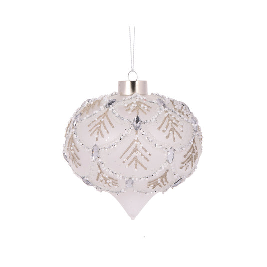 FROSTED FERN PLEAT ONION BAUBLE