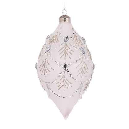 FROSTED FERN PLEAT DROP BAUBLE