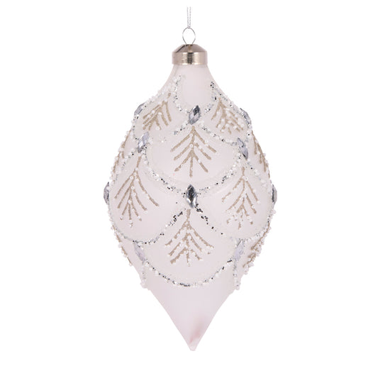 FROSTED FERN PLEAT DROP BAUBLE