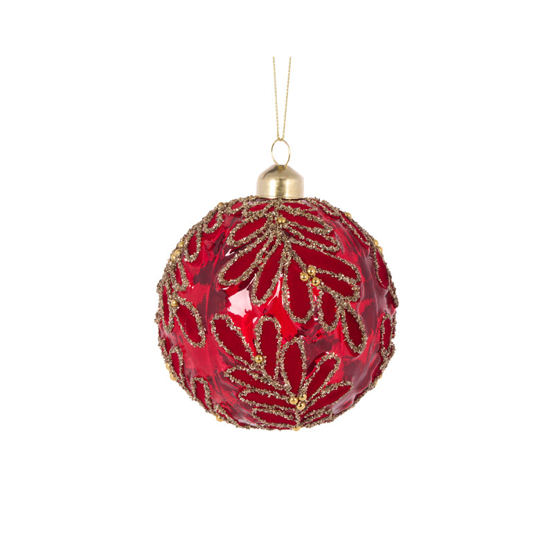 RED VELVET FOLIAGE BAUBLE