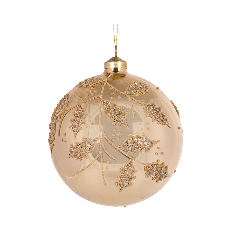 GOLD HOLLY BAUBLE