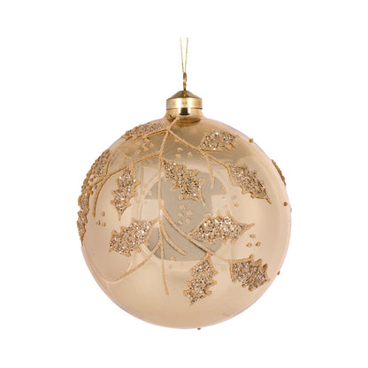 GOLD HOLLY BAUBLE