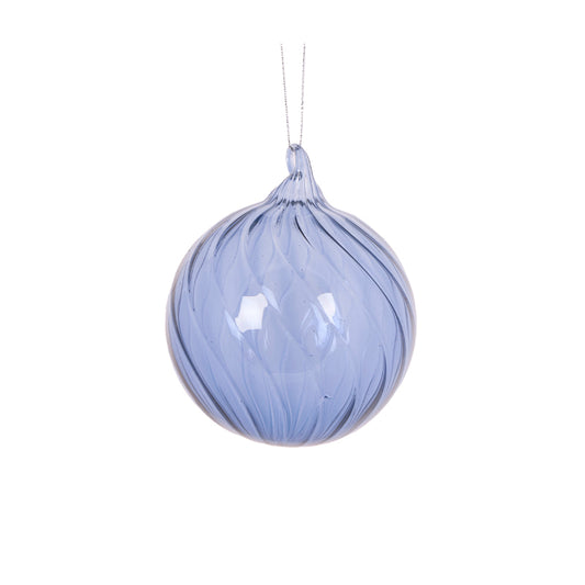 TRANSPARENT BLUE RIBBED BAUBLE