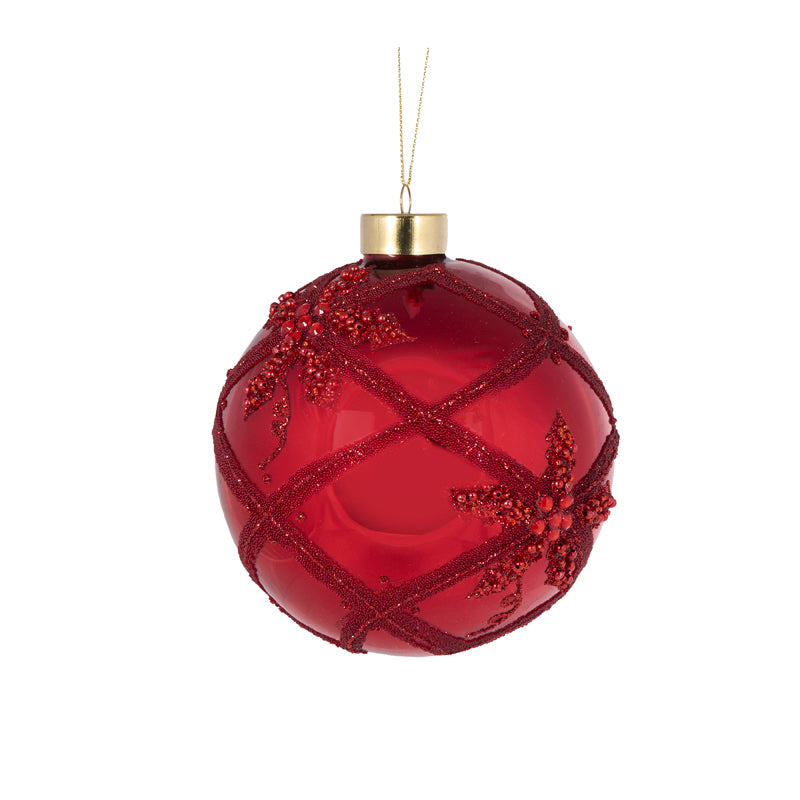 RED QUILTED BEAD BAUBLE