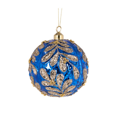 BLUE BEADED FOLIAGE BAUBLE