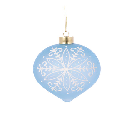 DELICATE BLUE SNOWFLAKE ONION BAUBLE