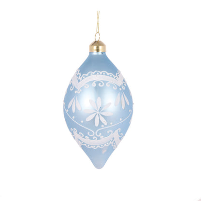 ELABORATE FROSTED BLUE DROP BAUBLE