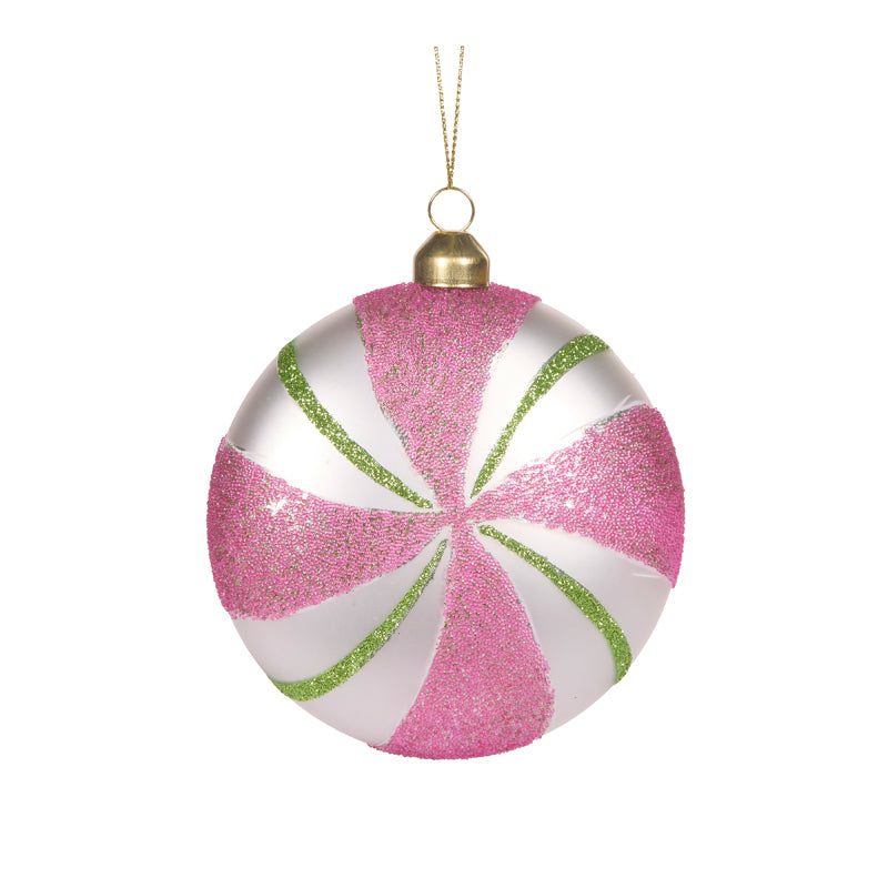 PINK AND WHITE CANDY SWIRL ORNAMENT