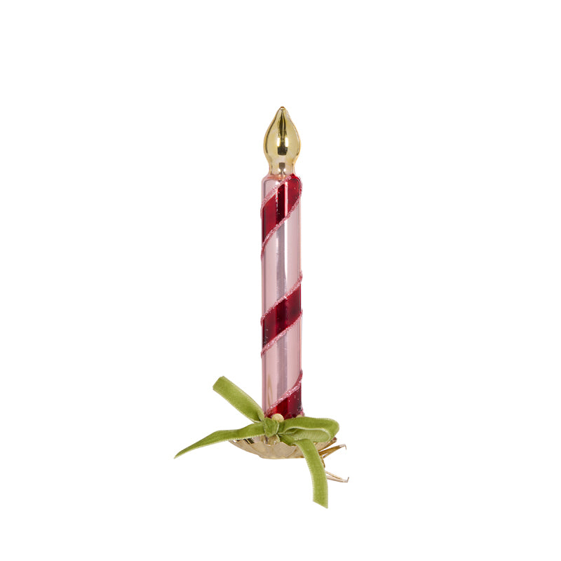 RETRO CLIP CANDLE WITH GREEN BOW