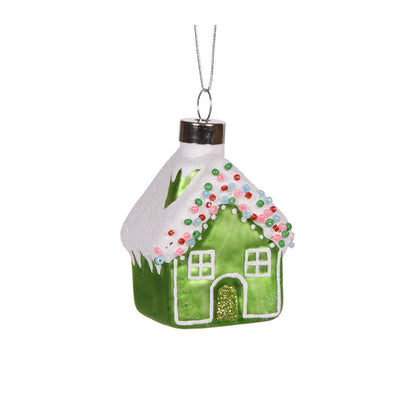 GREEN SPRINKLES HOUSE ORNAMENT