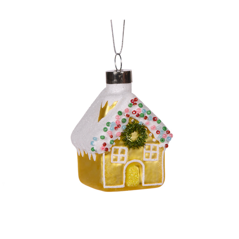 YELLOW SPRINKLES HOUSE ORNAMENT
