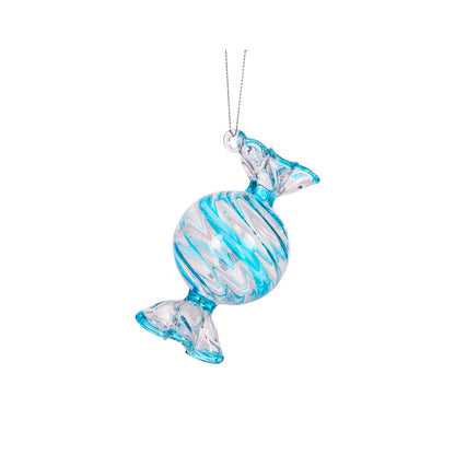 TRANSPARENT BLUE WRAPPED LOLLY ORNAMENT