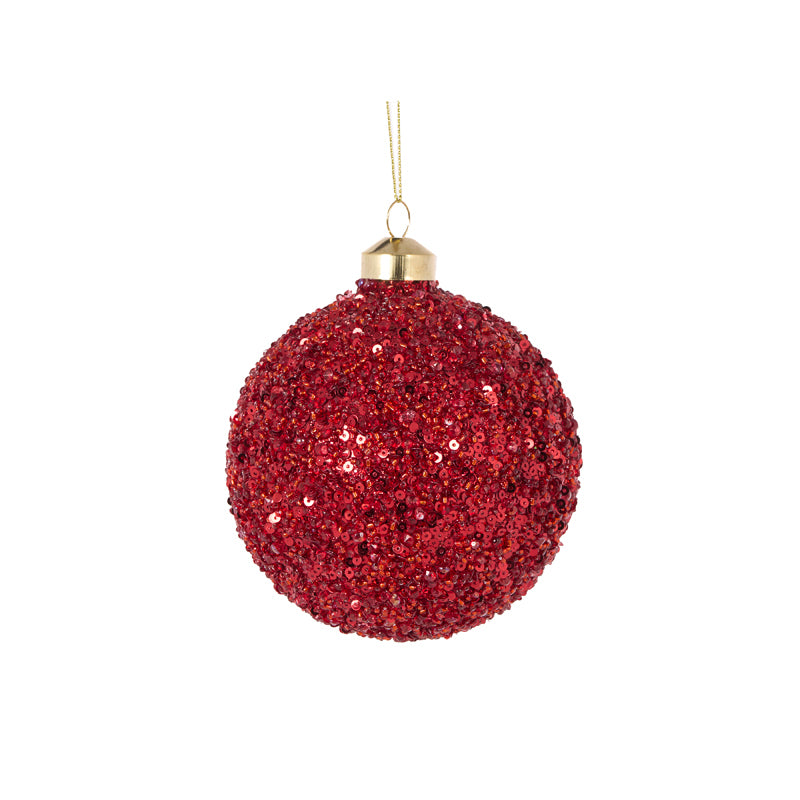 RUBY TEXTURED GLITTER BAUBLE