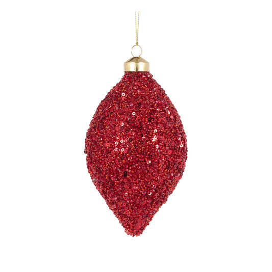 RUBY TEXTURED GLITTER DROP BAUBLE