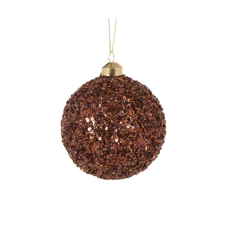 BROWN TEXTURED GLITTER BAUBLE