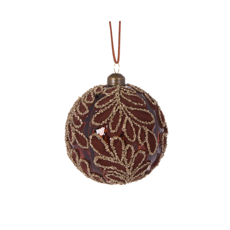 CHOCOLATE VELVET FERN BAUBLE