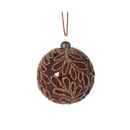 CHOCOLATE VELVET FERN BAUBLE