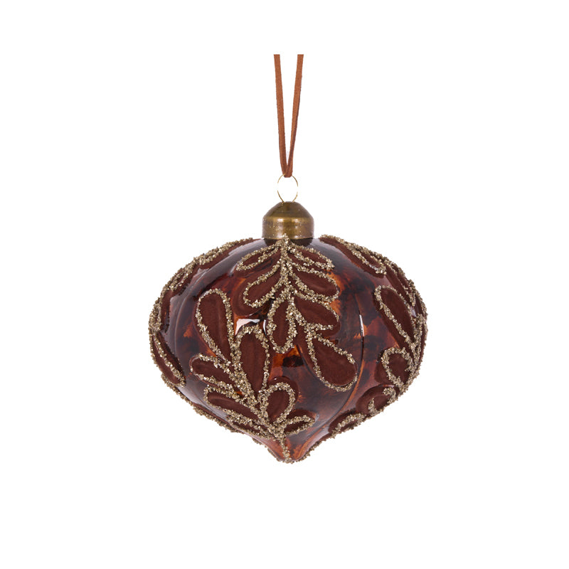CHOCOLATE VELVET FERN ONION BAUBLE