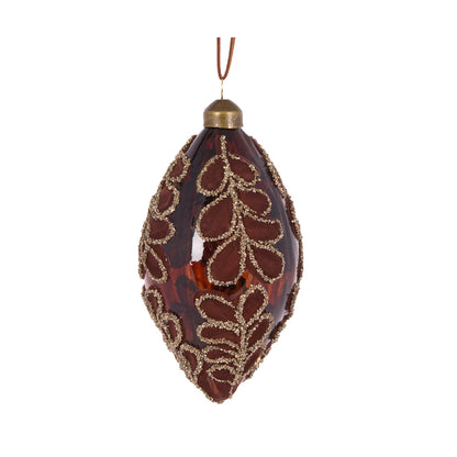 CHOCOLATE VELVET FERN DROP BAUBLE