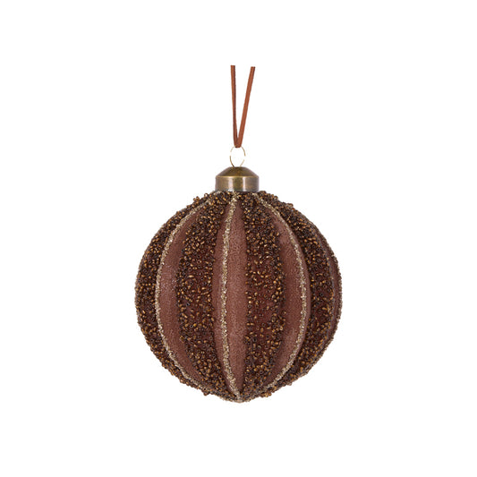 CHOCOLATE EMBELLISHED RIBBED BAUBLE