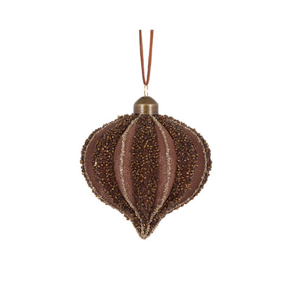 CHOCOLATE EMBELLISHED RIBBED ONION BAUBLE